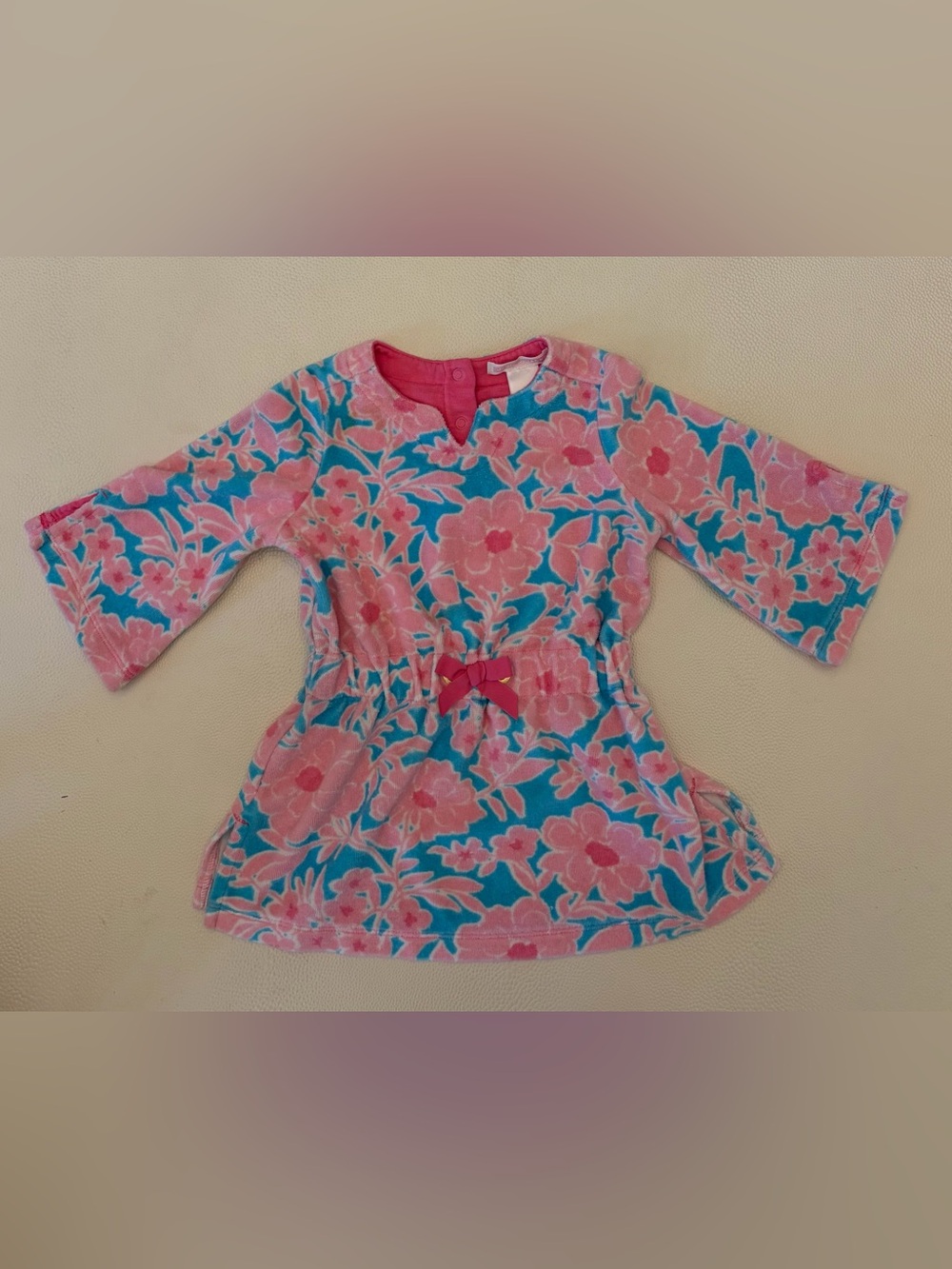 Janie and Jack Floral Pink & Turquoise Baby Swim Cover up, 6-12mo